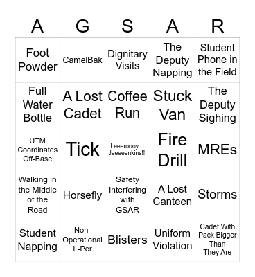 GSAR Bingo Card