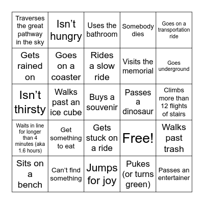 RCT2 BDAY BINGO Card