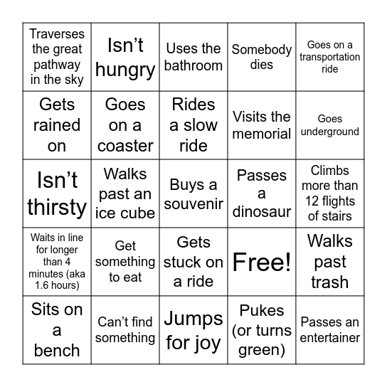 RCT2 BDAY BINGO Card