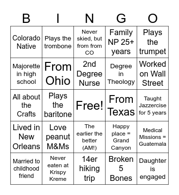 Nursing Bingo Card