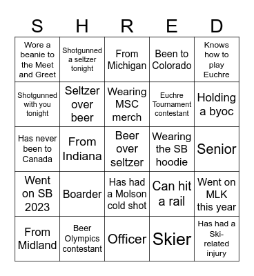 MSC SB BINGO Card
