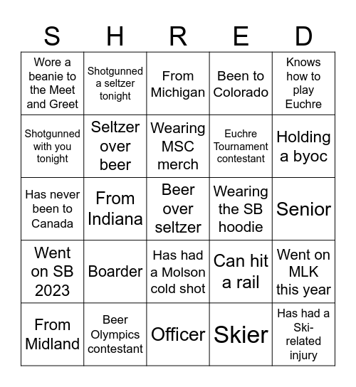 MSC SB BINGO Card