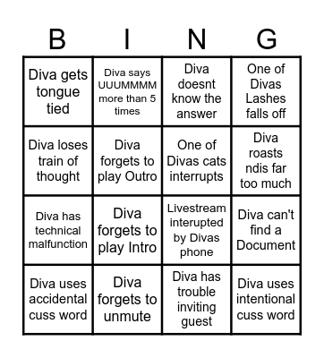 Possible Issues for First Livestream Bingo Card