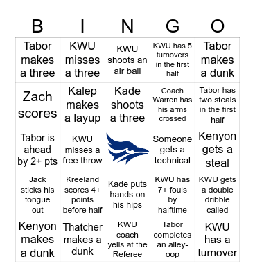 Basketball Bingo (MBB) Bingo Card