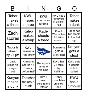 Basketball Bingo (MBB) Bingo Card