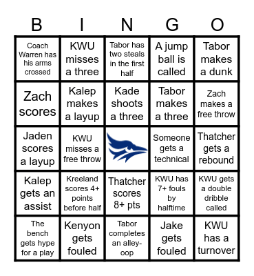 Basketball Bingo (MBB) Bingo Card