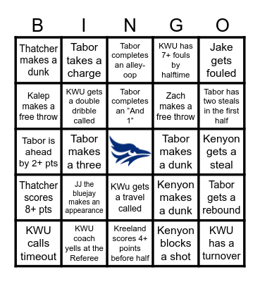 Basketball Bingo (MBB) Bingo Card