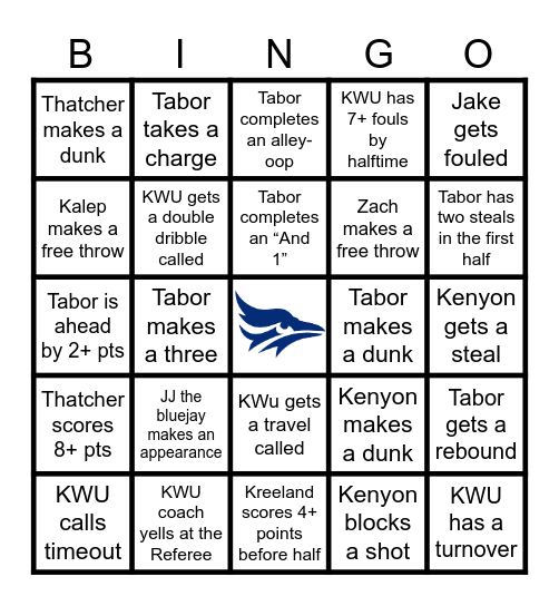 Basketball Bingo (MBB) Bingo Card