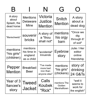 Blair Bingo Card