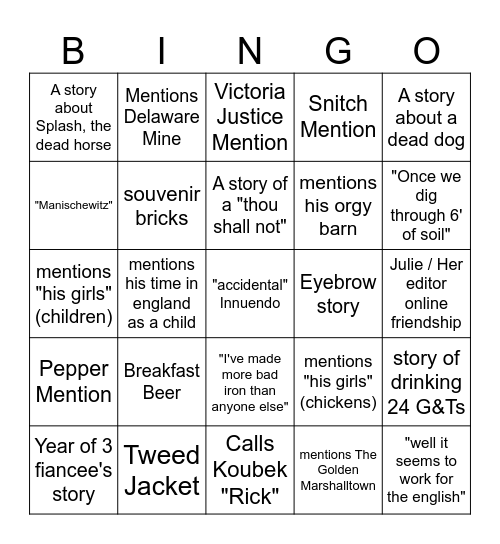 Blair Bingo Card