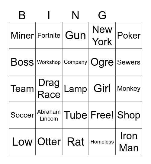 Infinite Craft Bingo Card