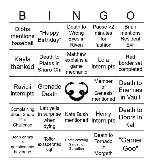 Petra's Wish Bingo Card