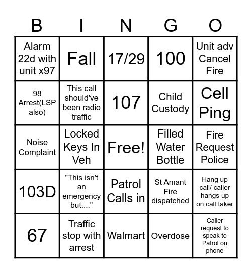 Dispatch Bingo Card