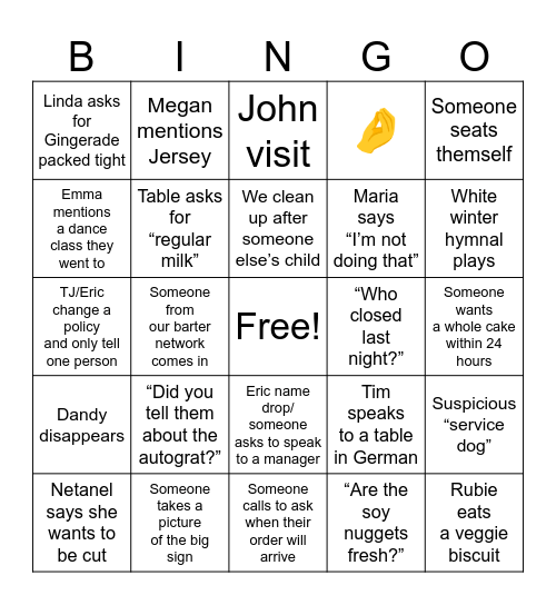 Peacefood Bingo Card