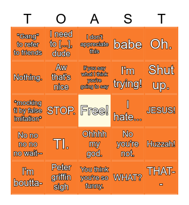 TOAST BINGO Card