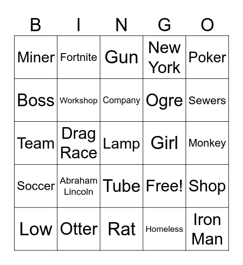 Infinite Craft Bingo Card