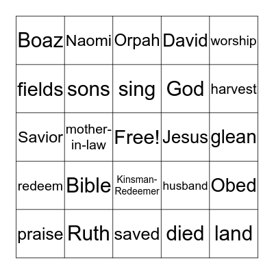 Color in the square when you hear the word! Bingo Card