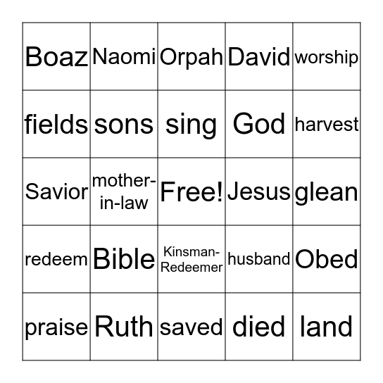 Color in the square when you hear the word! Bingo Card