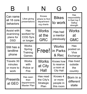 Find Someone Who... Bingo Card