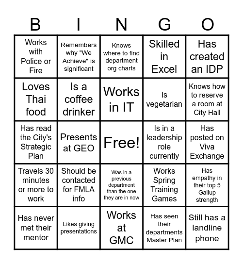 Find Someone Who... Bingo Card