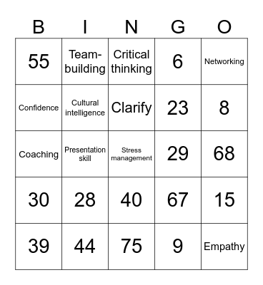 Number Bingo 1-75 Bingo Card