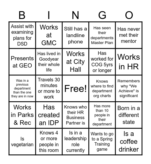 Find Someone Who... Bingo Card