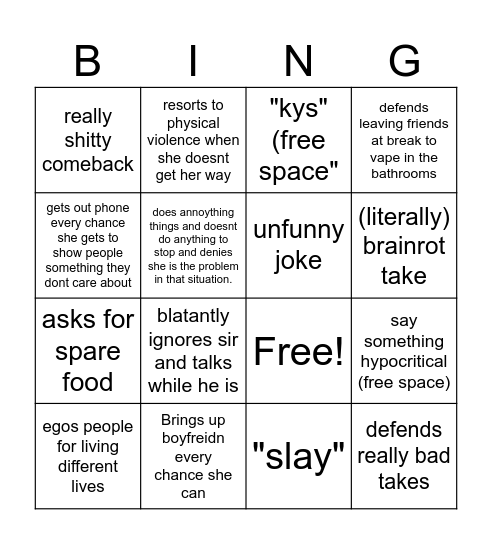 lili bingo Card
