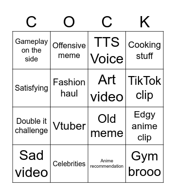 IG Reels Bingo Card