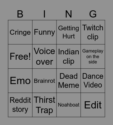 Tiktok Bingo Card