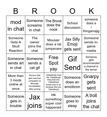 Brook Nook Bingo Card