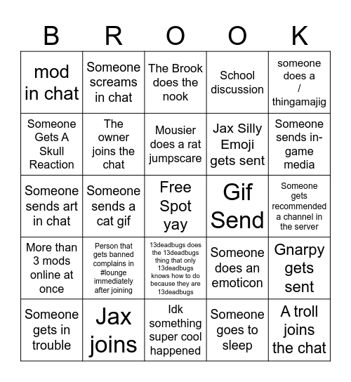 Brook Nook Bingo Card