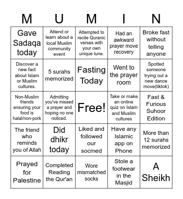 MU'MIN Bingo Card