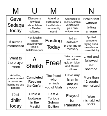 MU'MIN Bingo Card