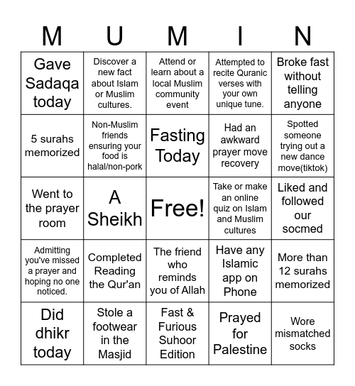 MU'MIN Bingo Card