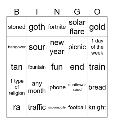 infinite craft Bingo Card