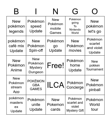 Pokémon presents 2024 Bingo Card