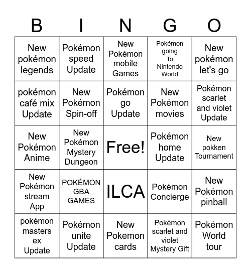 Pokémon presents 2024 Bingo Card