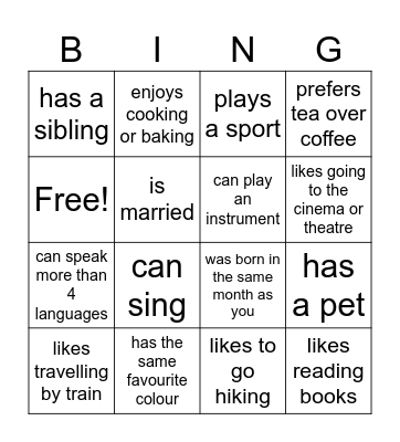 Find someone who... Bingo Card