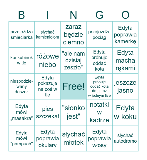 Bingo live'owe Bingo Card