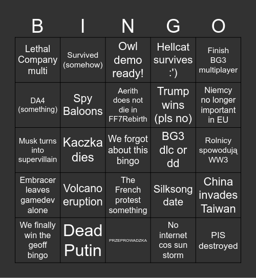 2024 Bingo Card