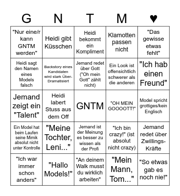 GNTM 2024 Bingo Card