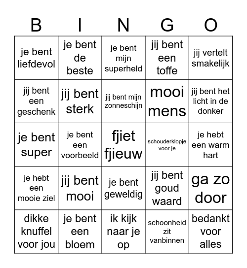 Complimenten Bingo Card