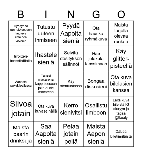 Taikametsäbingo Card