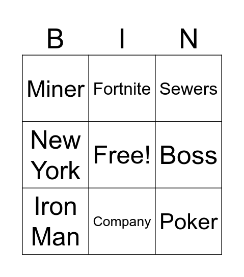 Infinite Craft Bingo Card