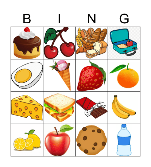 Food Bingo Card