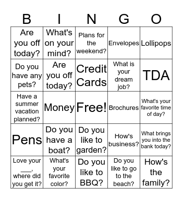 Connection Question Bingo Card