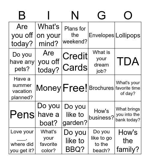 Connection Question Bingo Card