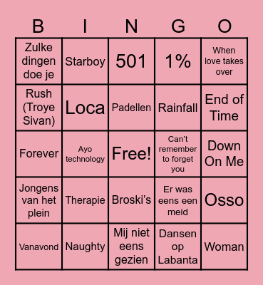 Muziek Bingo Card