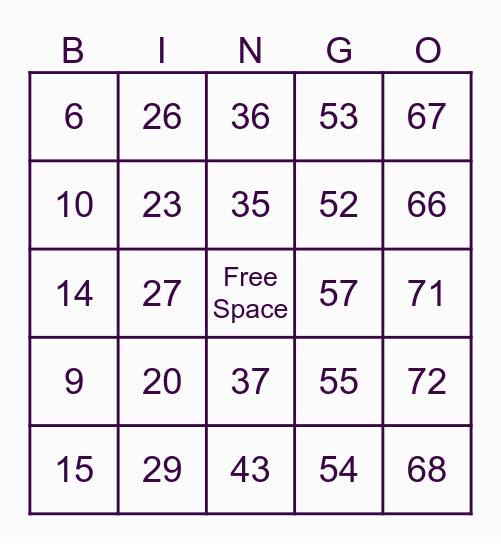 Normal BINGO Card