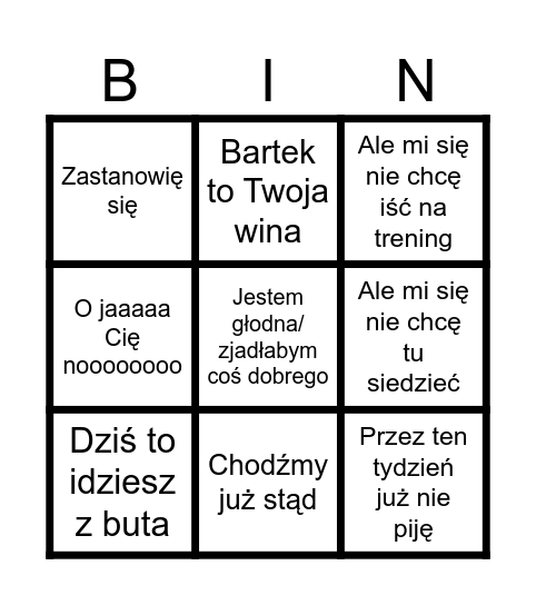 KT Bingo Card
